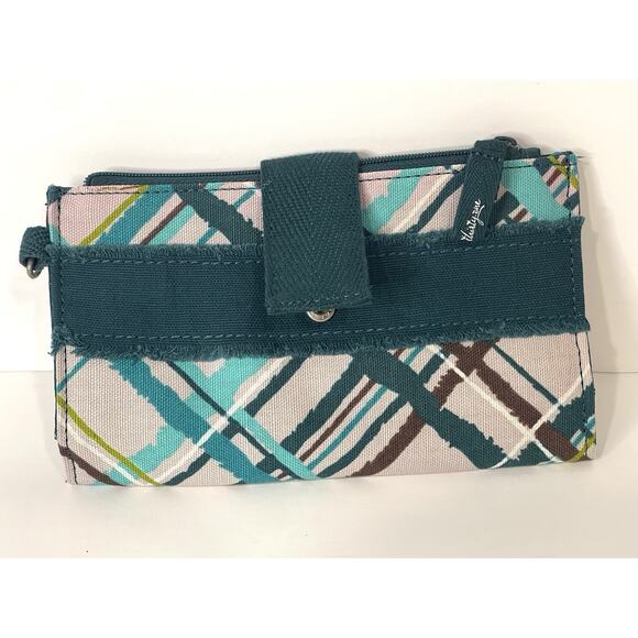 Thirty-One Canvas RETRO METRO WALLET | Sea Plaid | NEW in packaging | Clean - Picture 1 of 7